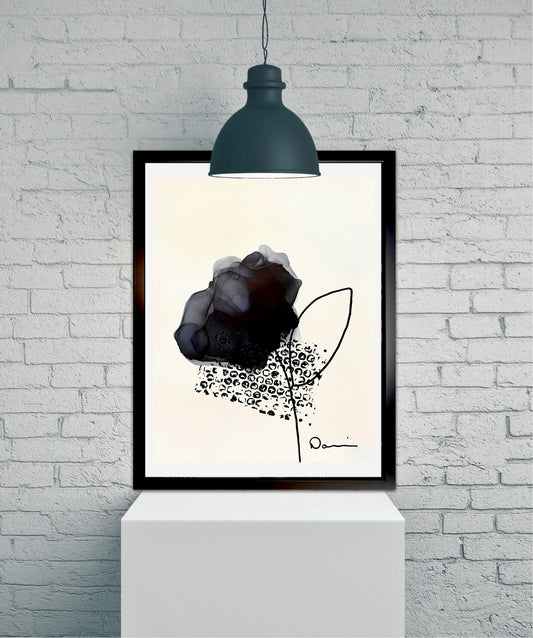 A Flower For My Love (11x14) - Abstract alcohol ink Yasutomo Art mineral paper painting