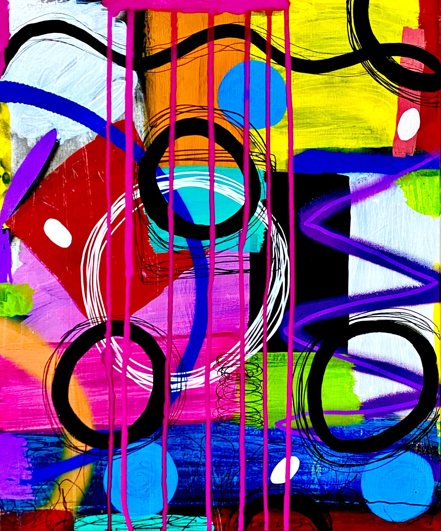 All In Your Head (24x30) - Abstract mixed media graffiti canvas painting