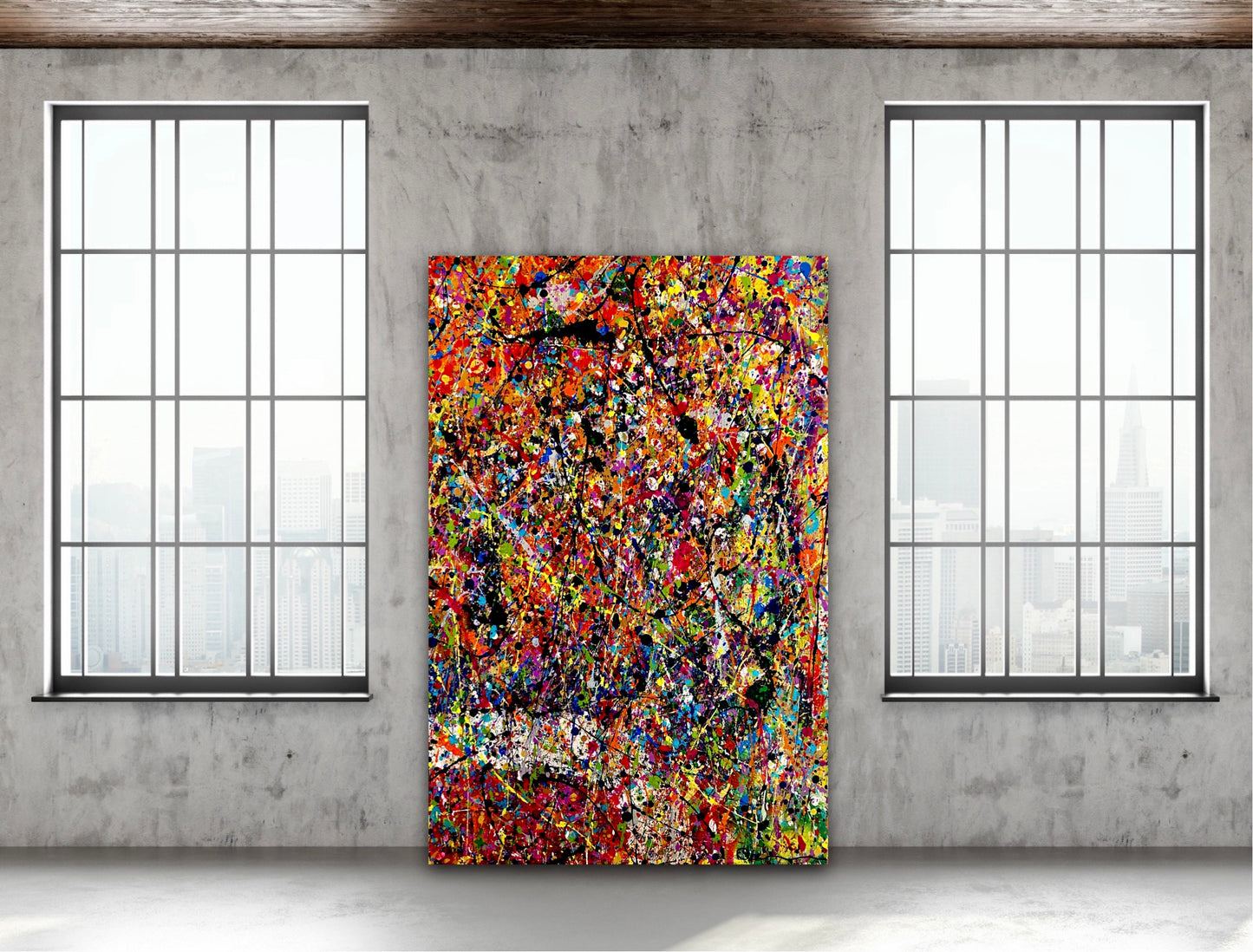 At The Beach (24x36) - Abstract mixed media canvas painting