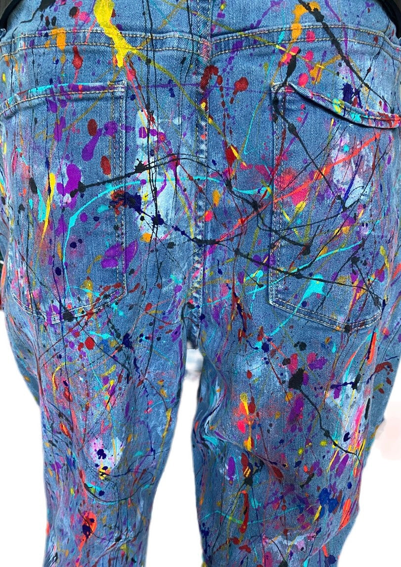 Wearable Art - Hand Painted Boyfriend Jeans by Dani Wilson (Size 11)