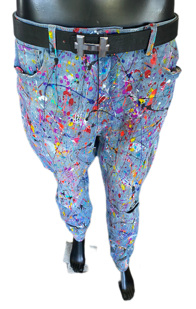 Wearable Art - Hand Painted Boyfriend Jeans by Dani Wilson (Size 11)