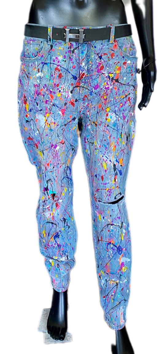 Wearable Art - Hand Painted Boyfriend Jeans by Dani Wilson (Size 11)