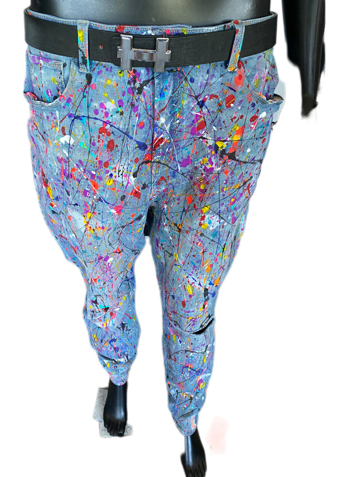 Wearable Art - Hand Painted Boyfriend Jeans by Dani Wilson (Size 11)