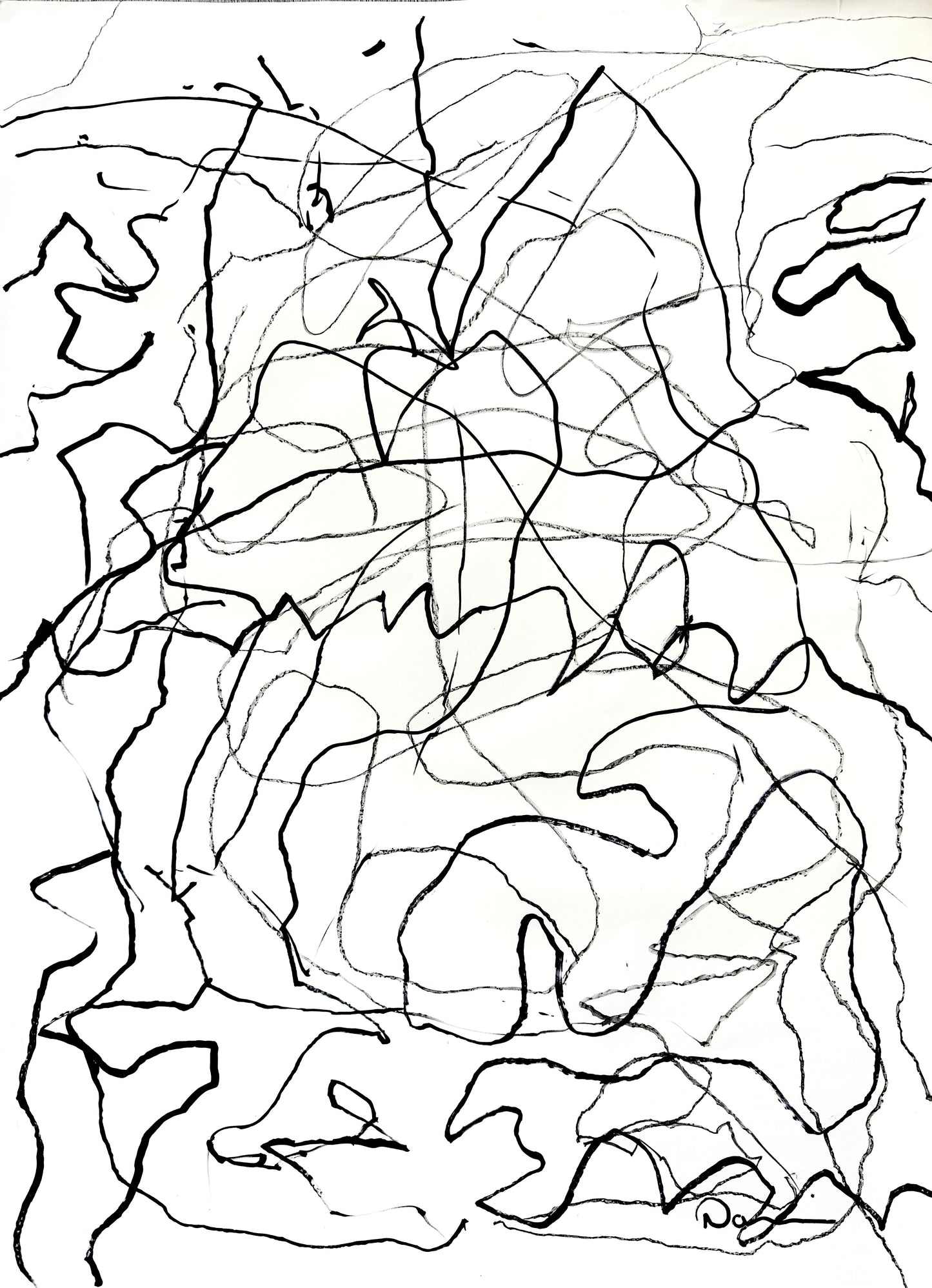 Sightless Motion (22x30) - Original Abstract Blindfolded Painting On Yasutomo Art Mineral Paper by Dani Wilson