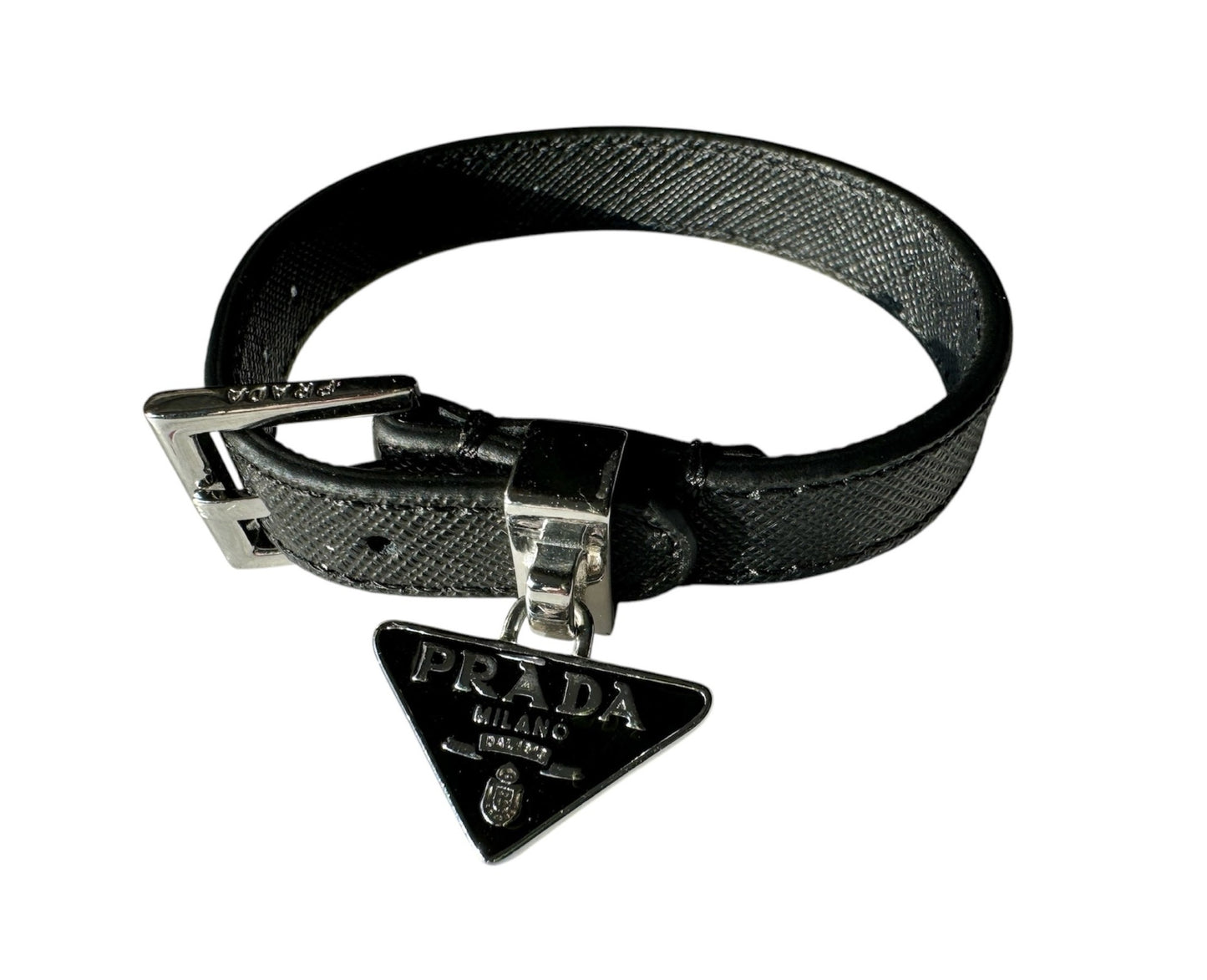 Absolutely Gorgeous Repurposed Prada Triangle Bracelet (Size: 9")