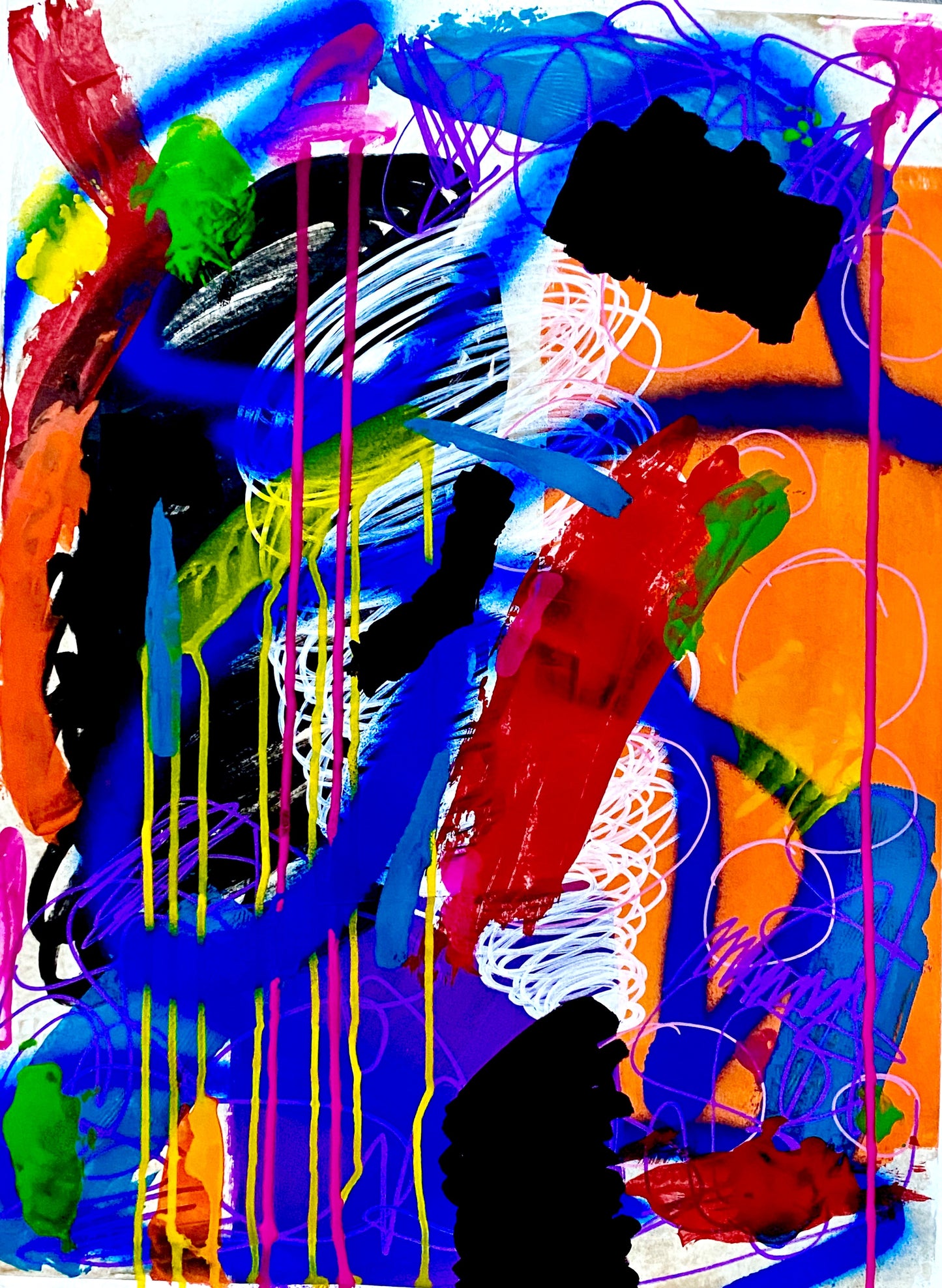 Caffeine (18x24) - Abstract mixed media watercolor paper painting