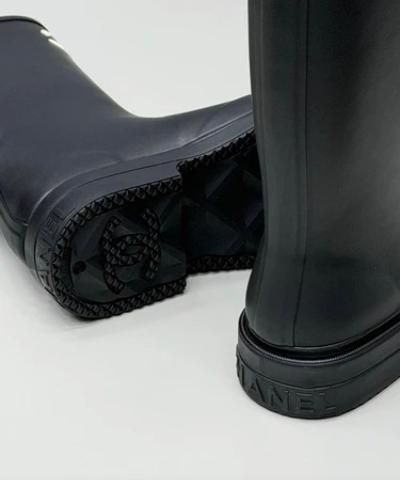 1-Featured - Chanel-Inspired Black Rubber Rain Boots