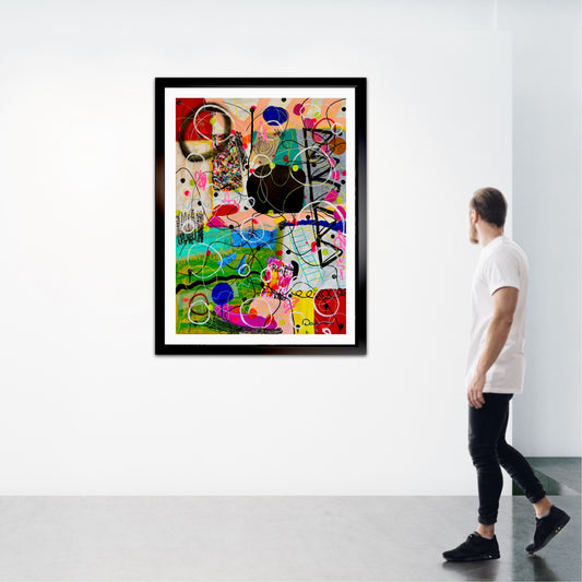 0-Featured - “The Day The Colors Had Too Much Coffee” (22x30) - Original Abstract Painting Mixed Media On Yasutomo Art Mineral Paper by Dani Wilson