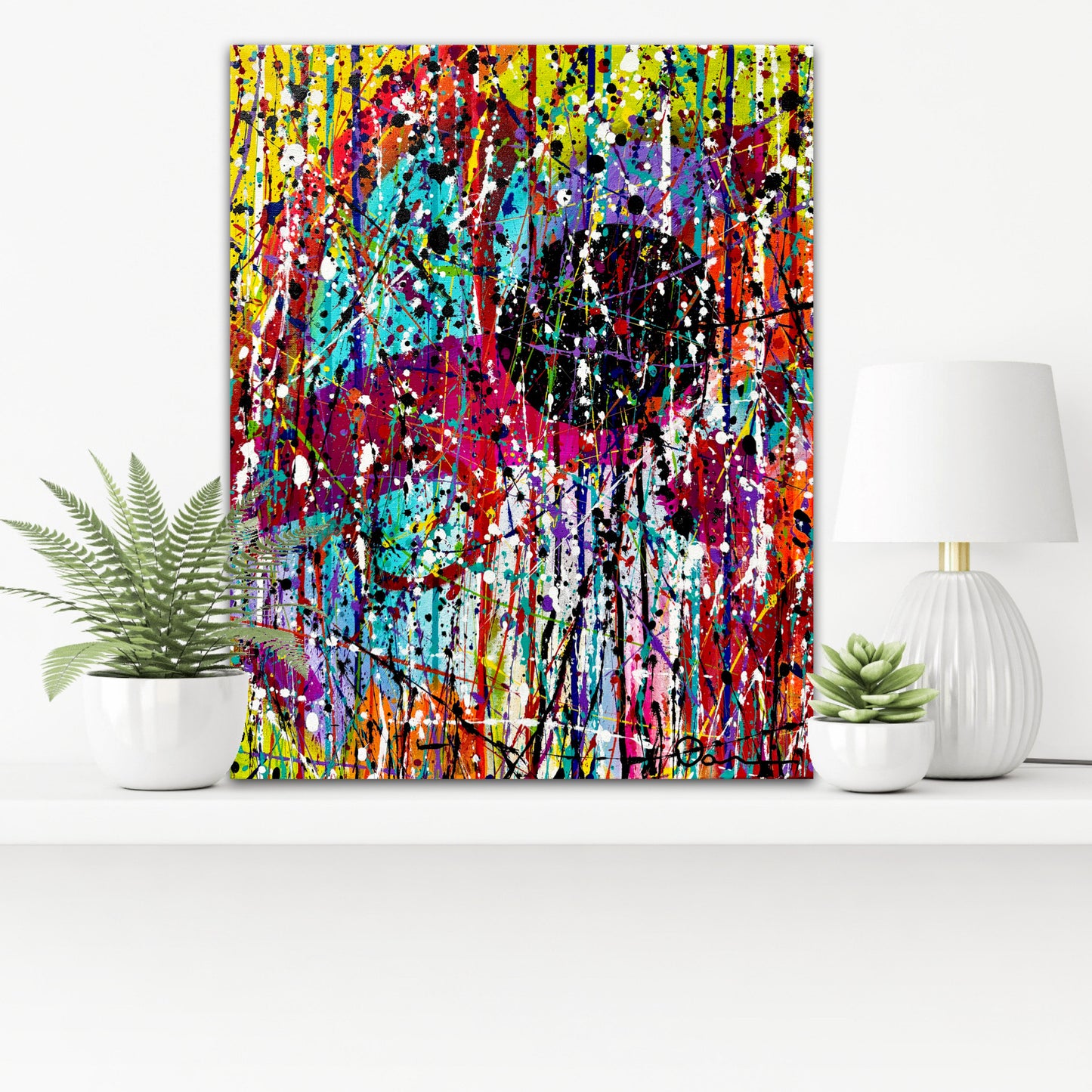 Colorburst Symphony (16x20) - Original Mixed Media Abstract Signed Painting On Canvas by Dani Wilson