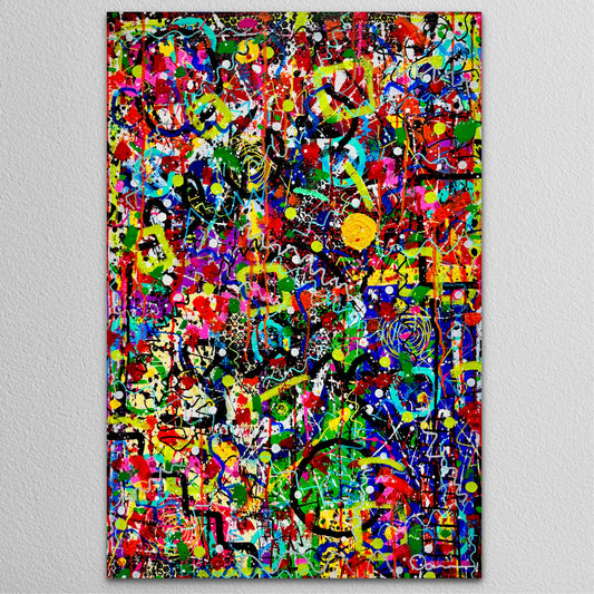 0-Featured - Controlled Chaos (24x48) - Abstract mixed media deep premium canvas wall art painting