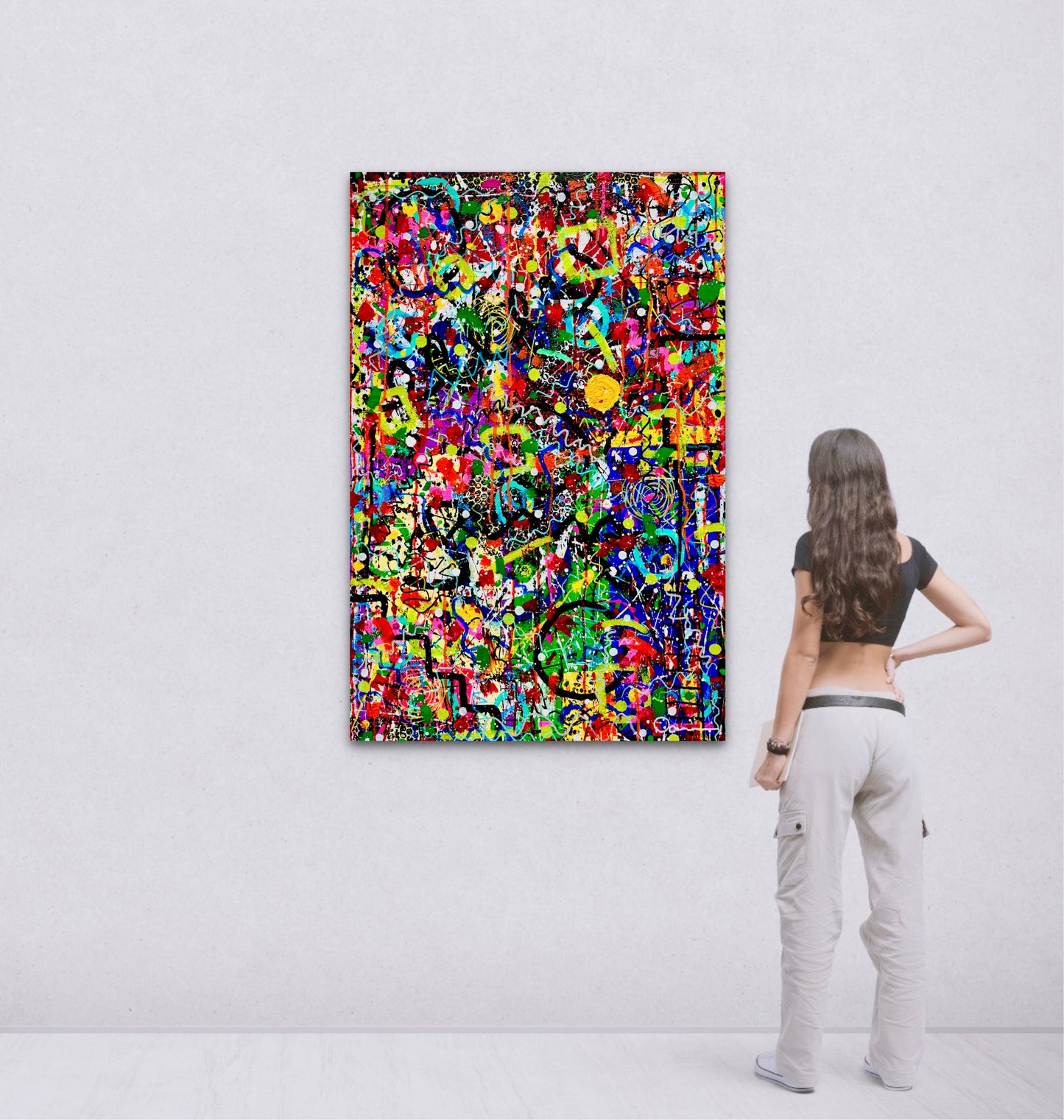 2-Featured - Controlled Chaos (24x48) - Abstract mixed media deep premium canvas wall art painting