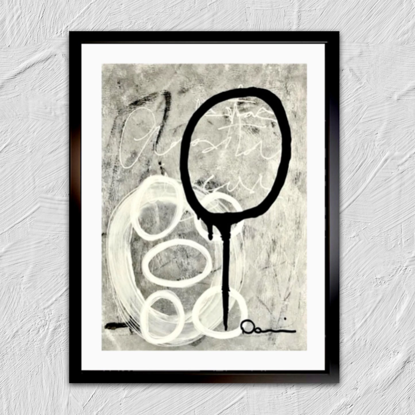 Eternal Eclipse - Original Mixed Media Black And White Abstract Painting by Dani Wilson On Yasutomo Art Paper (11x14)