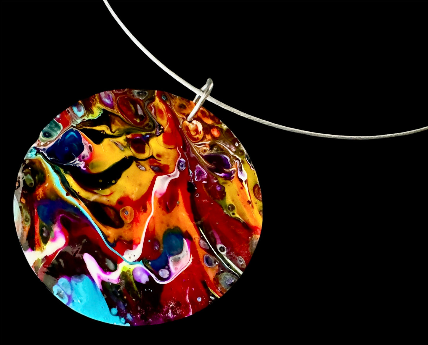 Euphoria Abstract Wearable Art Statement Necklace - 1.5" Pendant and 18" Chain