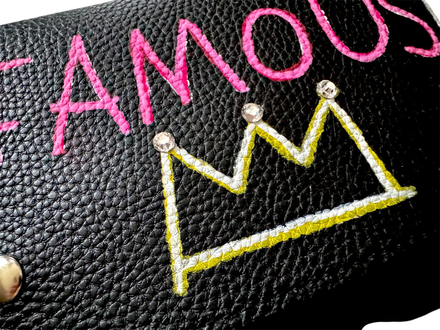 Famous - Hand-painted Vegan Leather Crossbody Bag - (9x6)