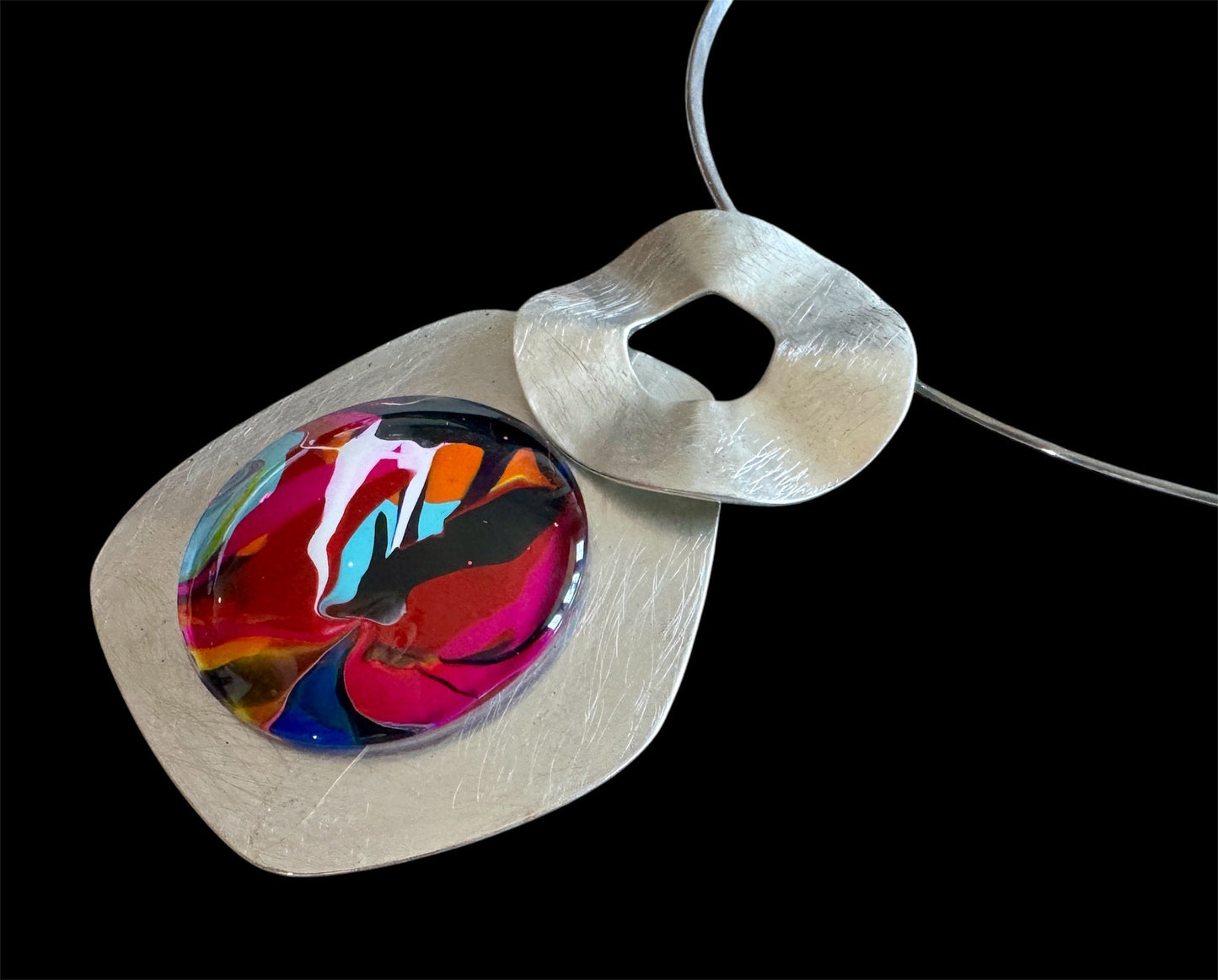 Wearable Art Statement Necklace - 3" long Pendant and 18" Chain