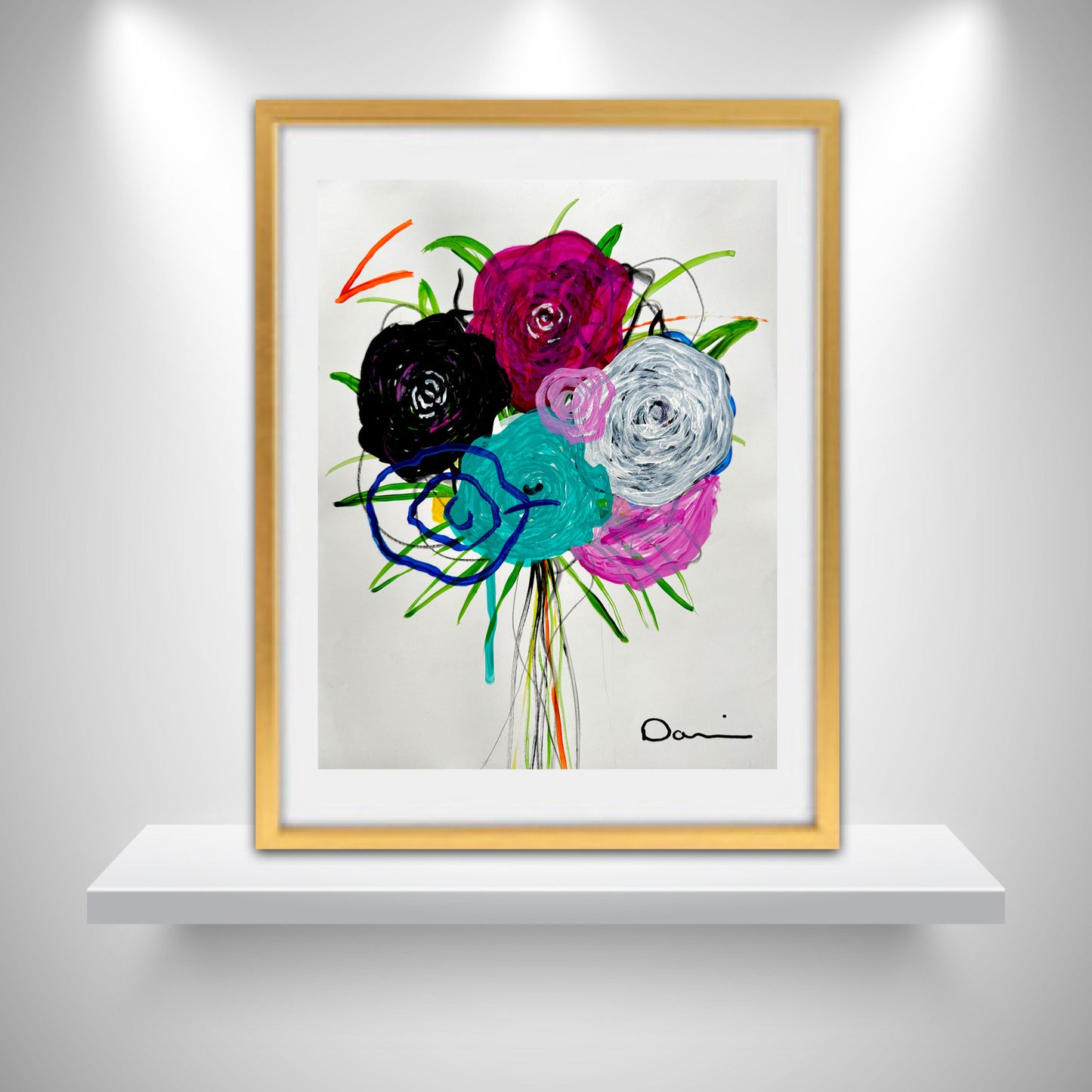 Floral Dream Symphony (11x14) - Original Abstract Painting by Dani Wilson On Environmentally Conscious Yasutomo Art Mineral Paper