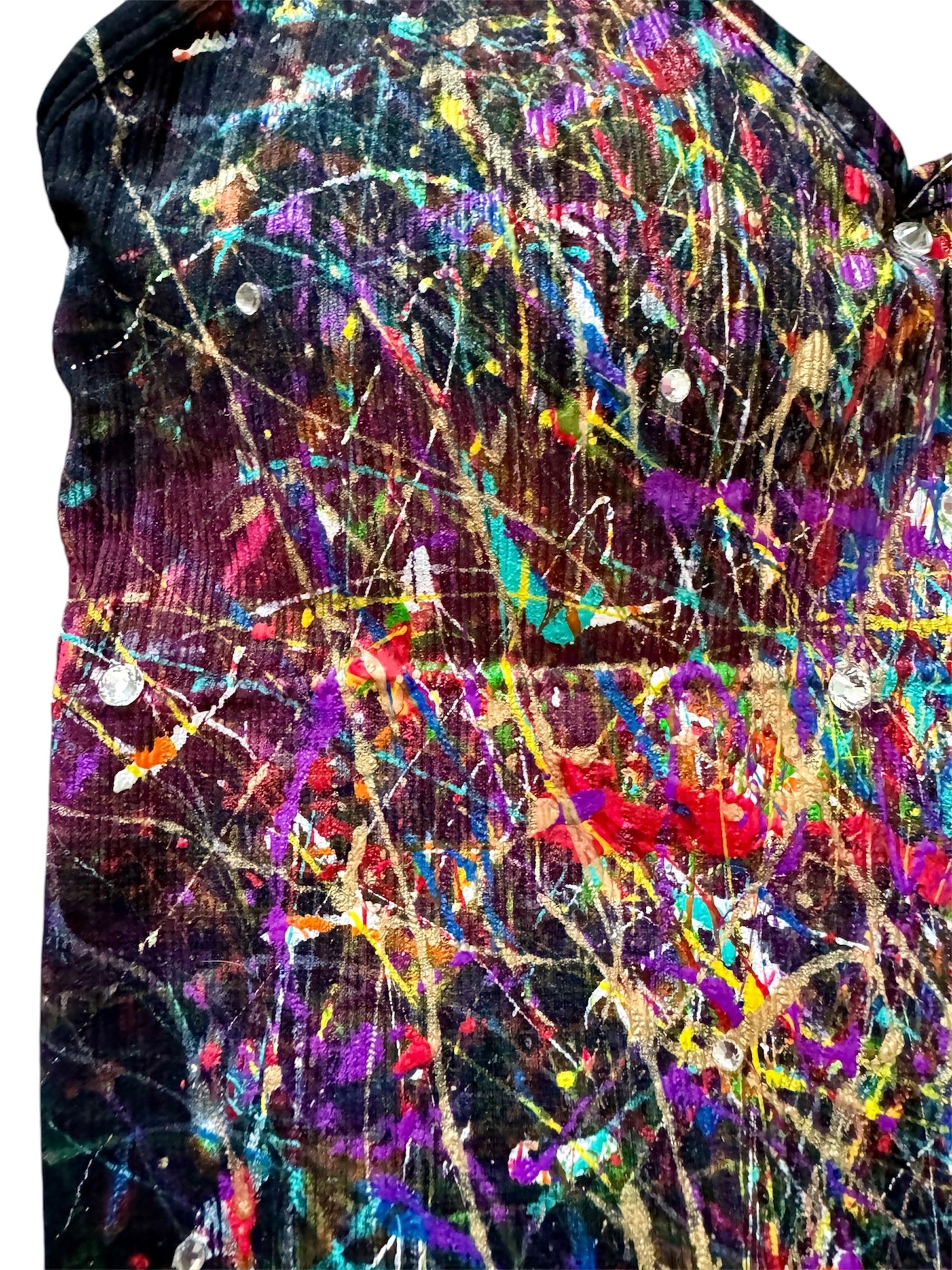 Wearable Art! Hand-Painted Stretchy Black Singlet by Dani Wilson. Size M/L