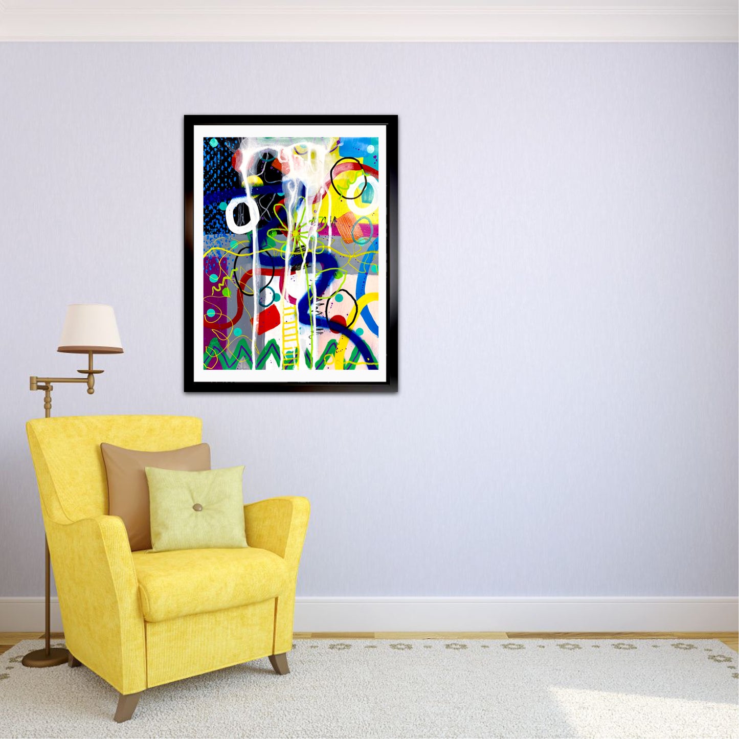 Happy Day (11x14) - Abstract mixed media Yasutomo mineral paper painting