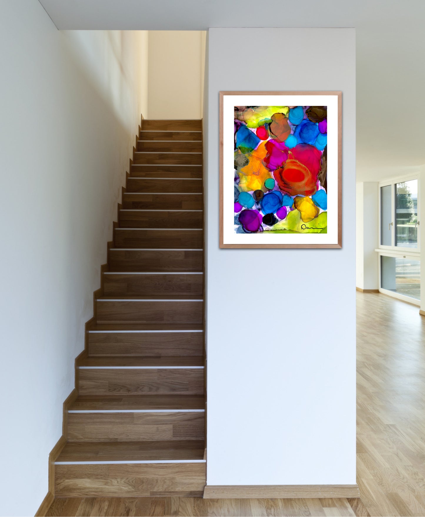 My Happy Place (11x14) - Abstract mixed media Yasutomo Art mineral paper painting