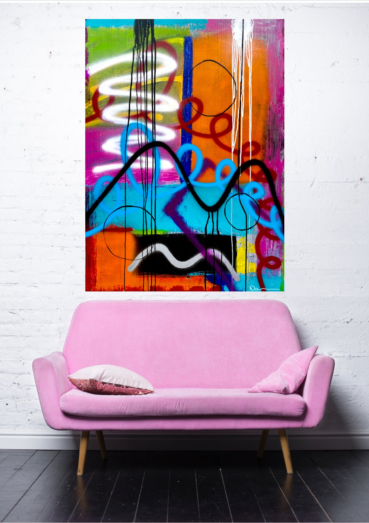 I Am My Own Muse (36x48) - Large abstract mixed media graffiti style canvas wall art painting