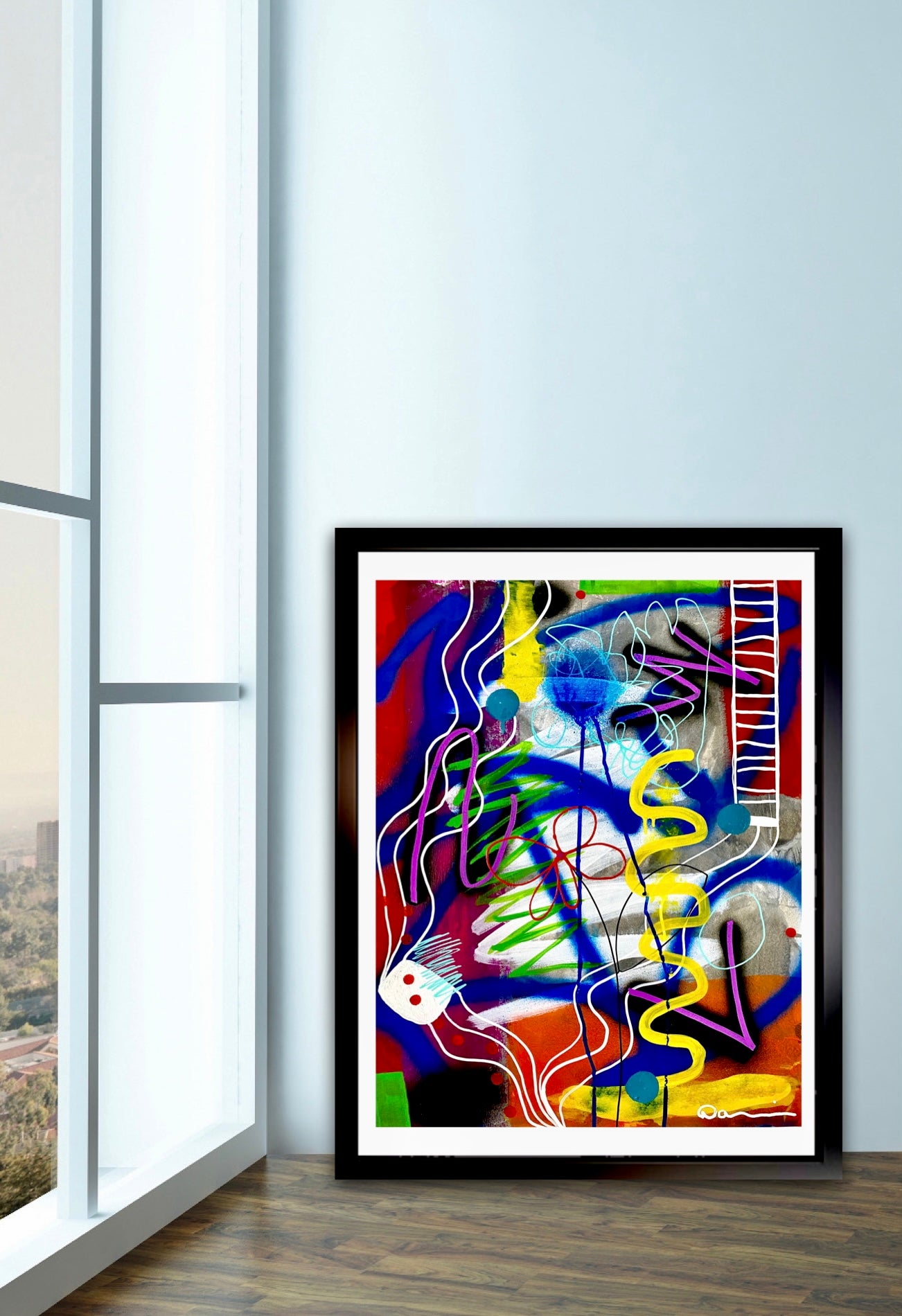 I’m Out Of Control (18x24) - Mixed media graffiti style abstract watercolor paper painting