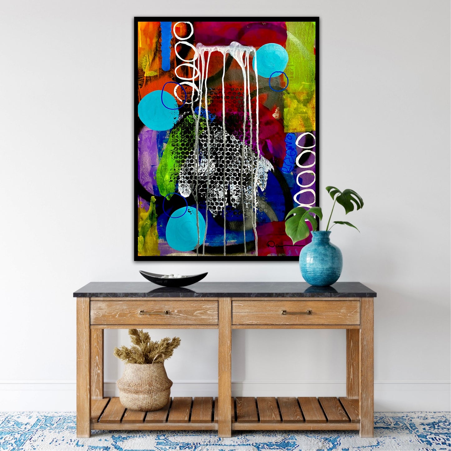 Indecisive (18x24) -Mixed media graffiti style watercolor paper painting