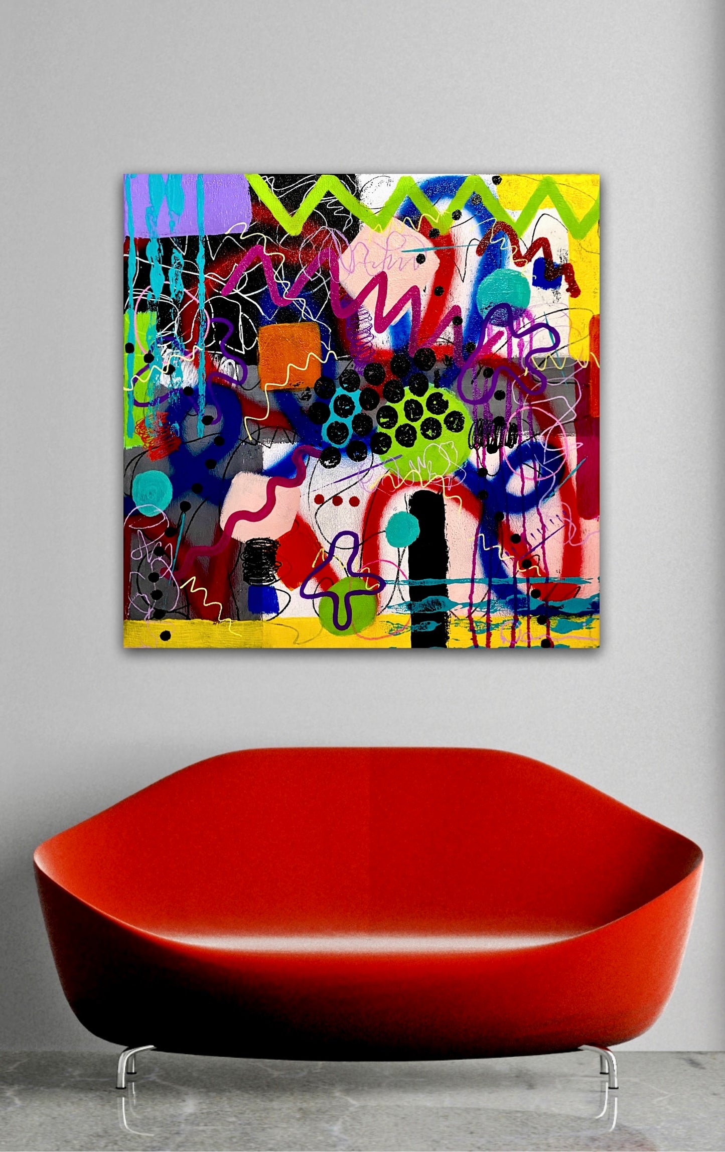 It’s All In My Head (24x24) -Mixed media graffiti style canvas painting