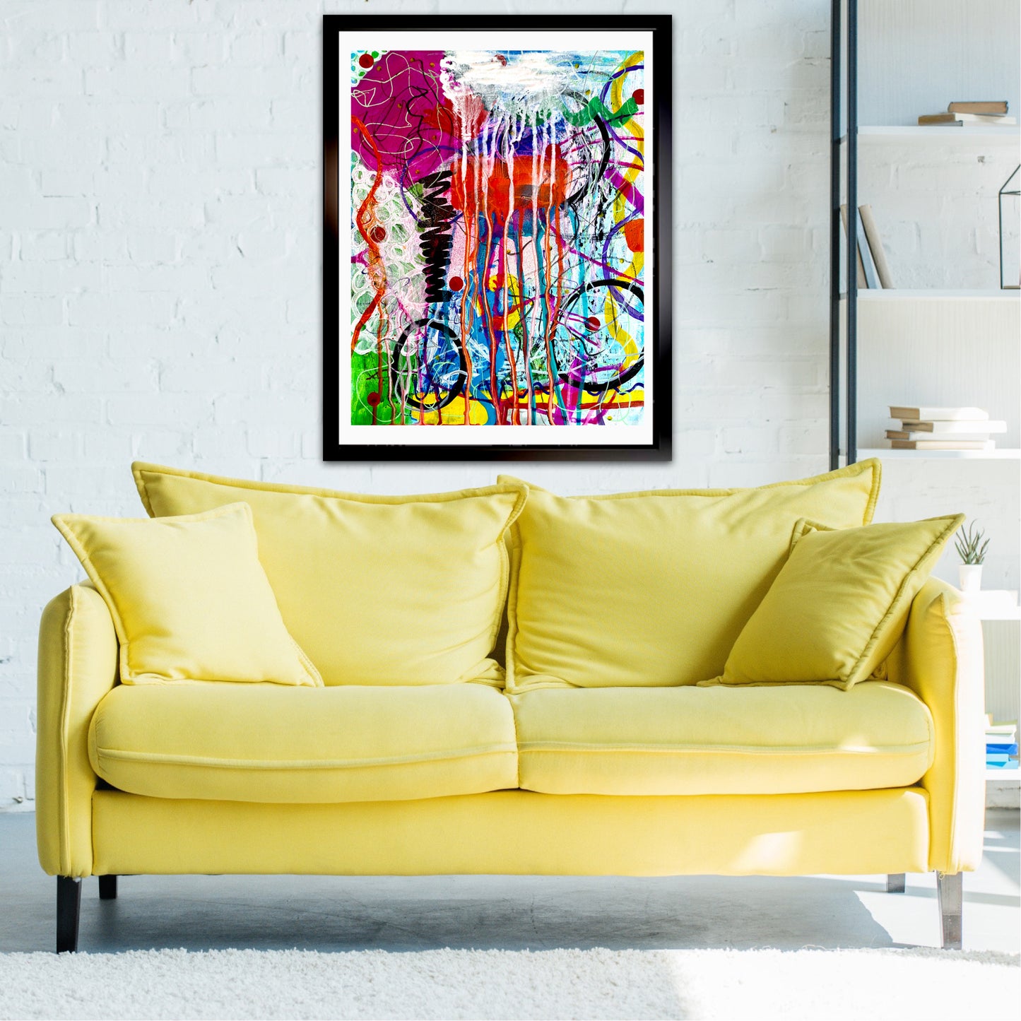 Meet Me Downtown At The Carnival (11x14) - Abstract mixed media Yasutomo Art mineral paper painting