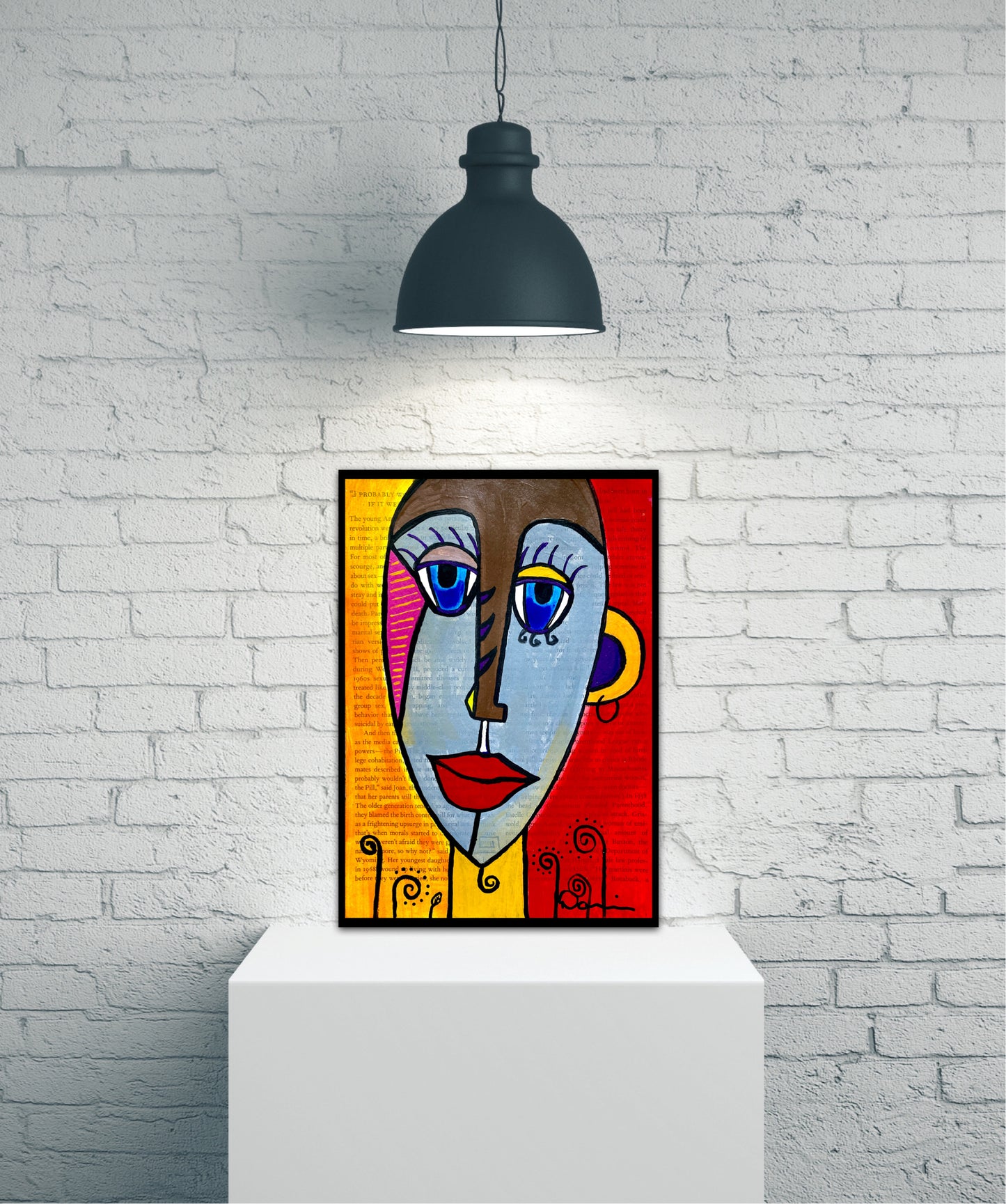 Monkey Face (7x10) - Abstract mixed media painting