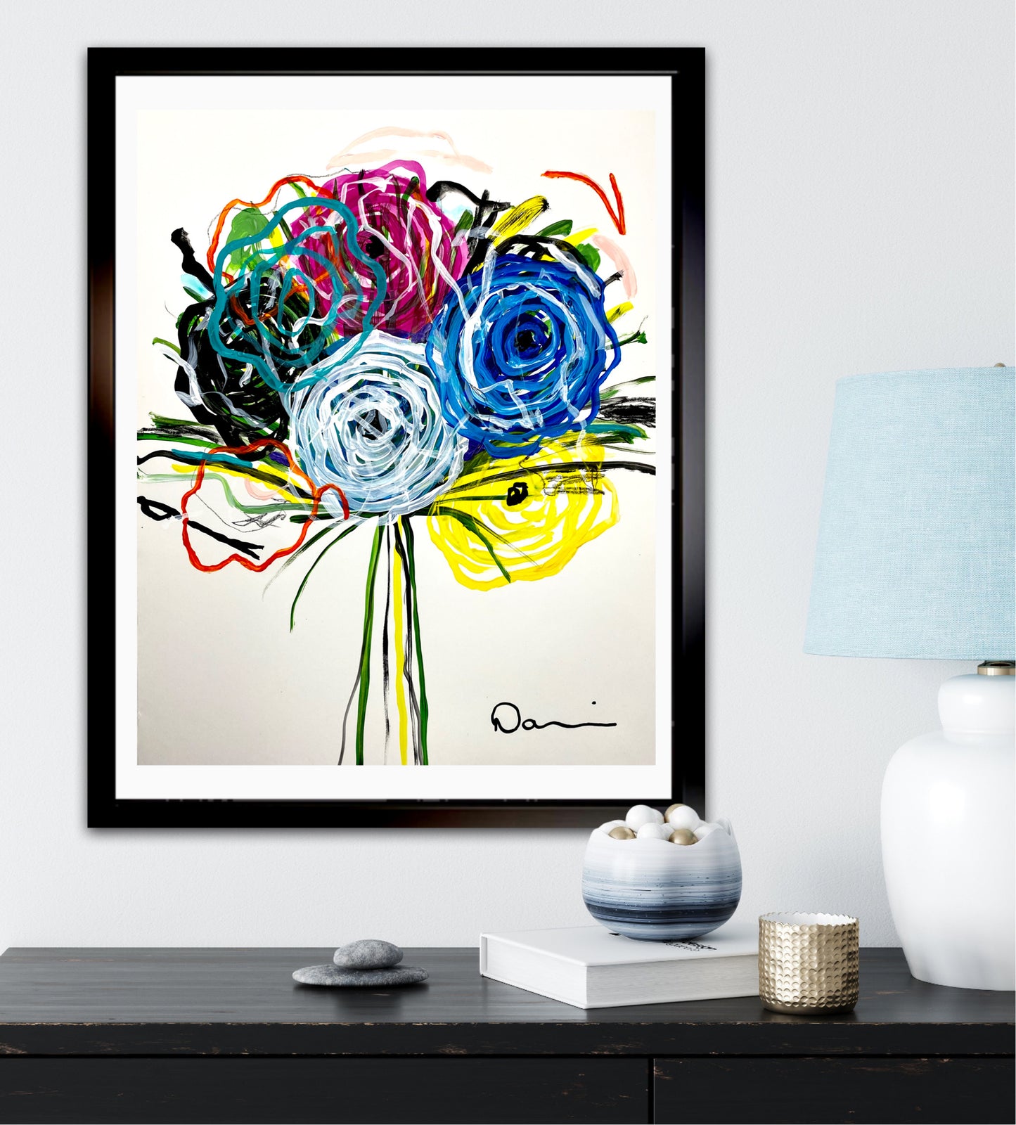 My Daughter’s Bouquet (11x14) - Abstract mixed media Yasutomo Art mineral paper painting