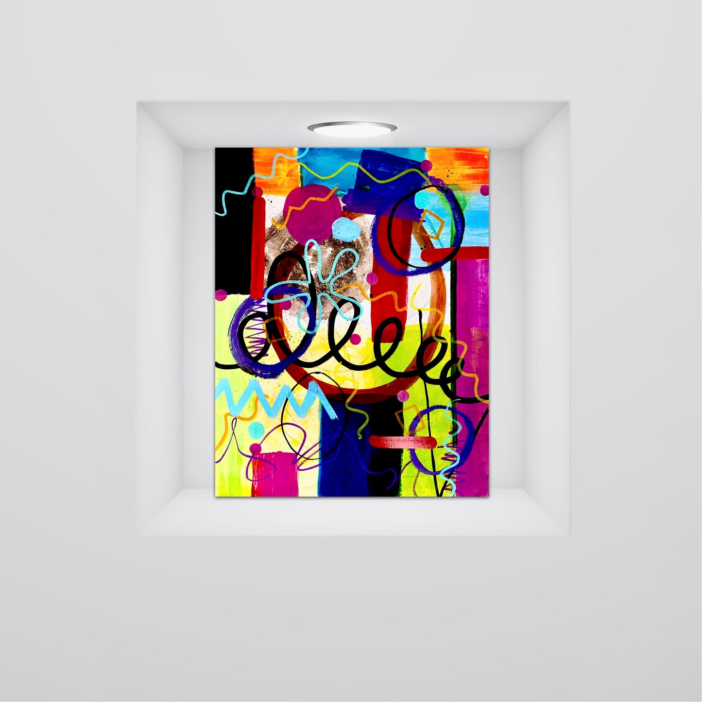 Oh Happy Day (11x14) - Abstract graffiti style mixed media mineral paper painting