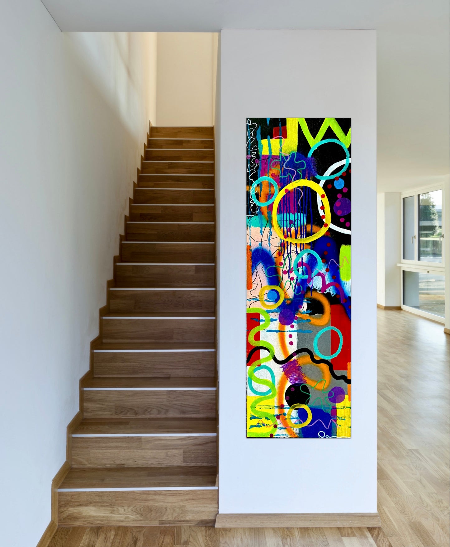 On My Mind (12x36) - Mixed media abstract graffiti style canvas painting