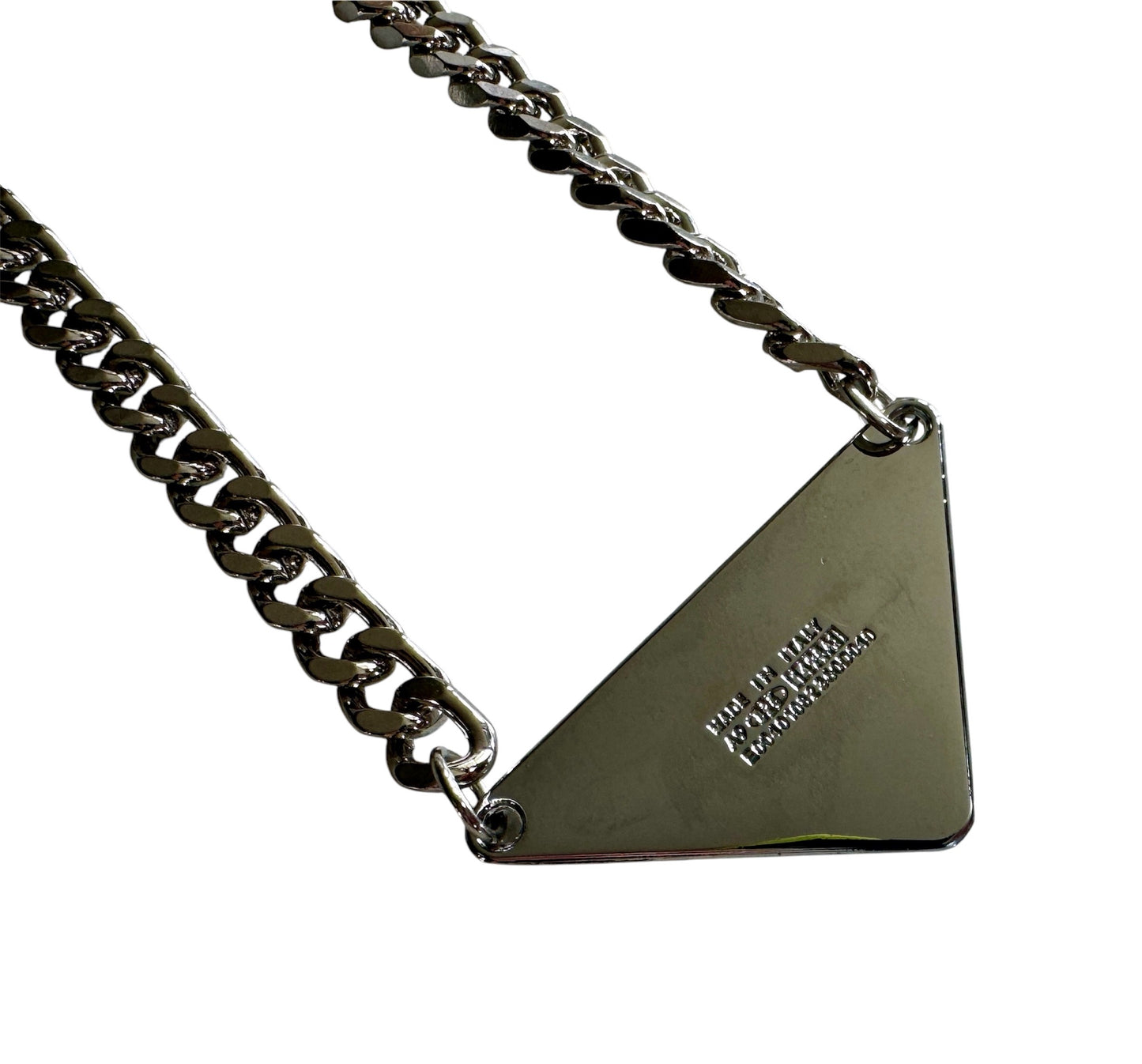 Absolutely Gorgeous Pink Repurposed Prada Stainless Steel 18”Necklace For Men Or Women
