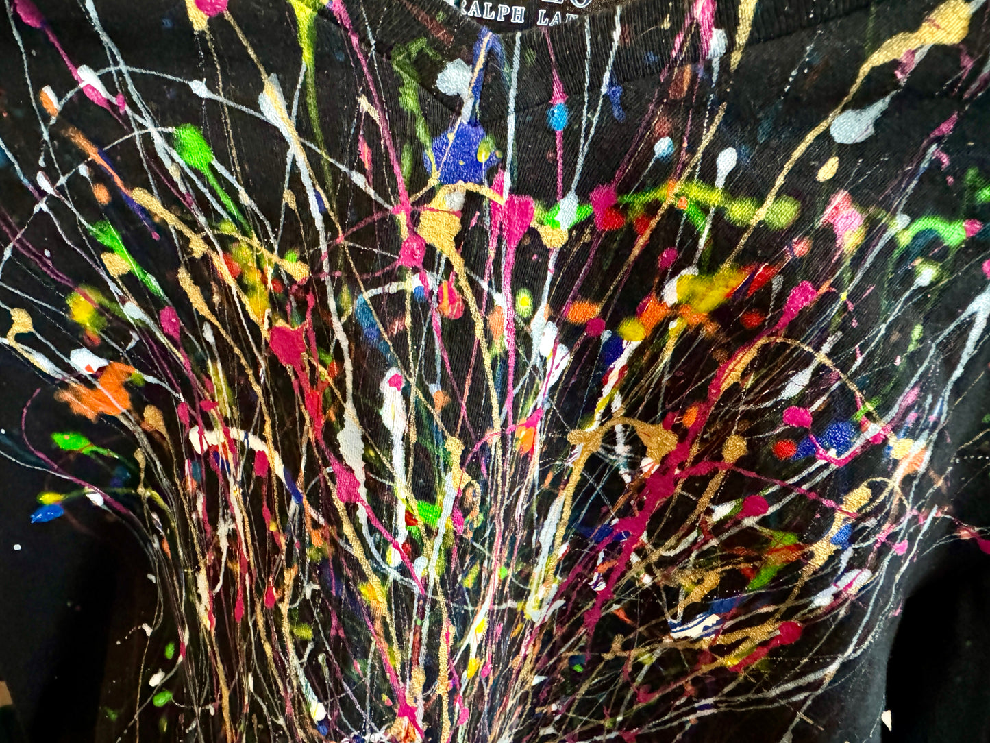 Wearable Art - Hand Painted Polo Crop Top For Women (Size:M)