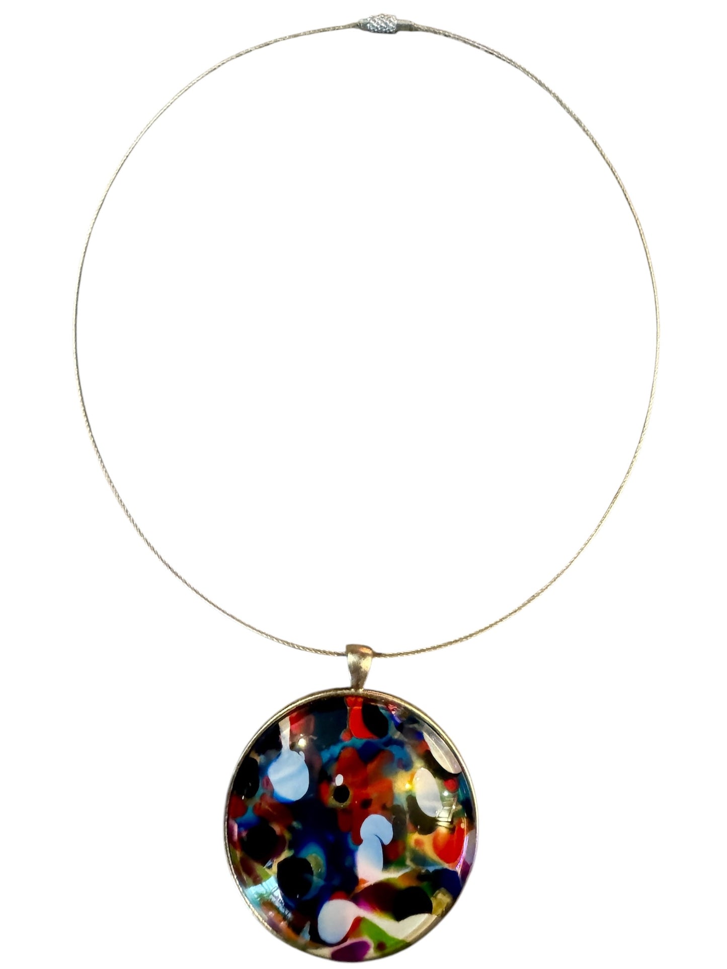 PrismPulse -Wearable Art Statement Necklace - 40mm Pendant and 18" chain