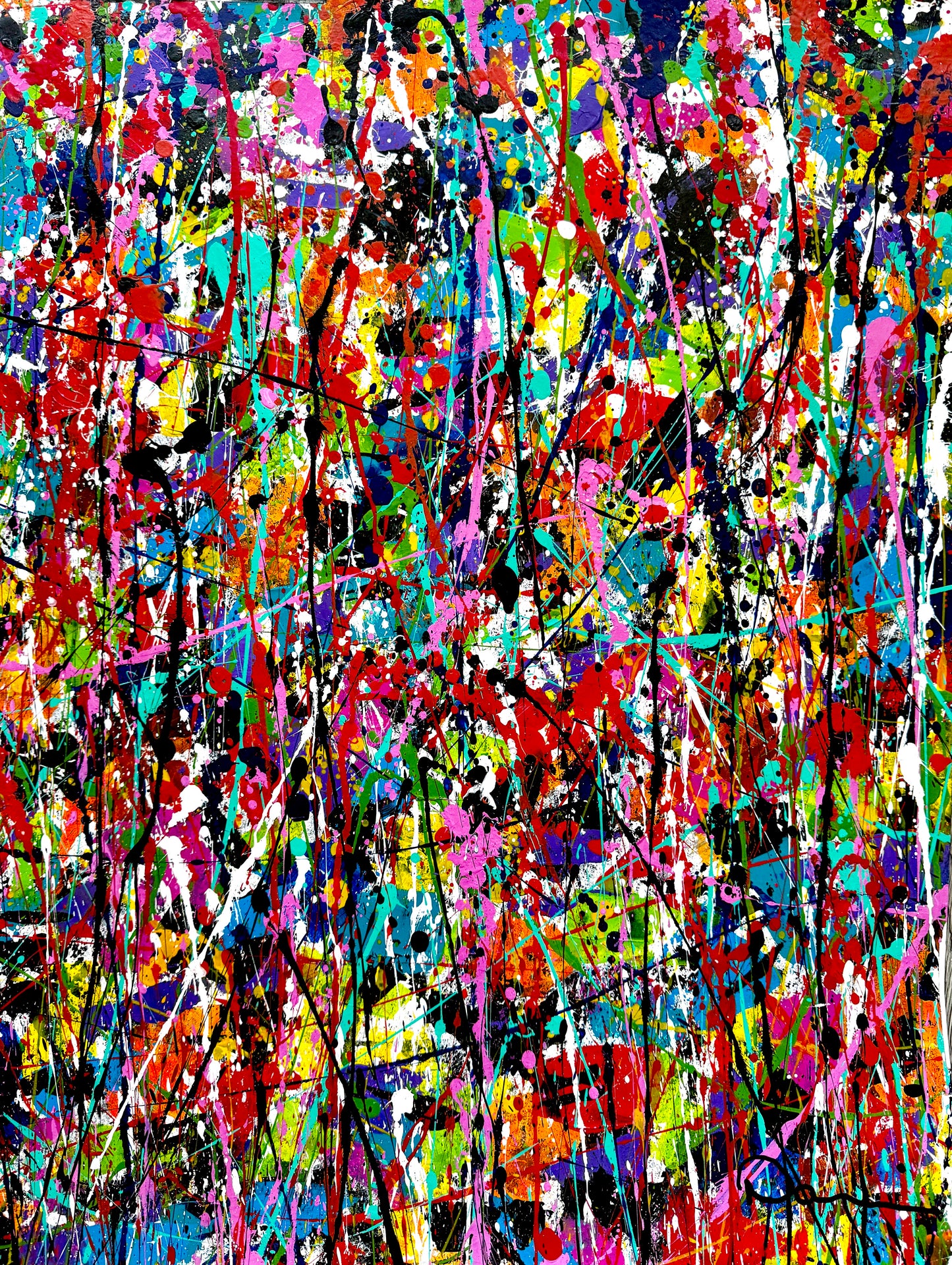 Pulsefire Diptych 18x48 - Original Large Hand-Painted Colorful Abstract Mixed Media Wall Art Signed Painting by Dani Wilson
