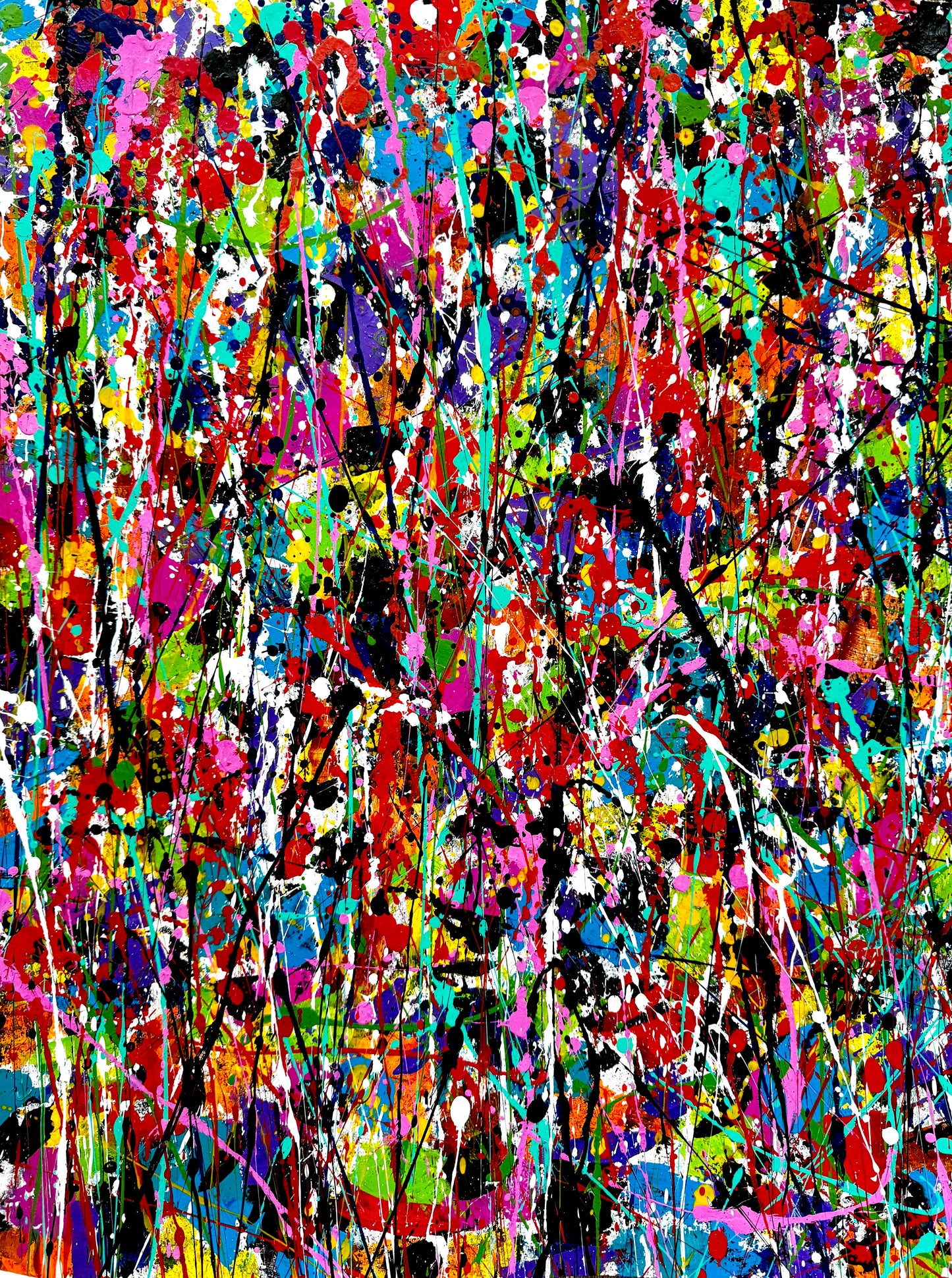 Pulsefire Diptych 18x48 - Original Large Hand-Painted Colorful Abstract Mixed Media Wall Art Signed Painting by Dani Wilson