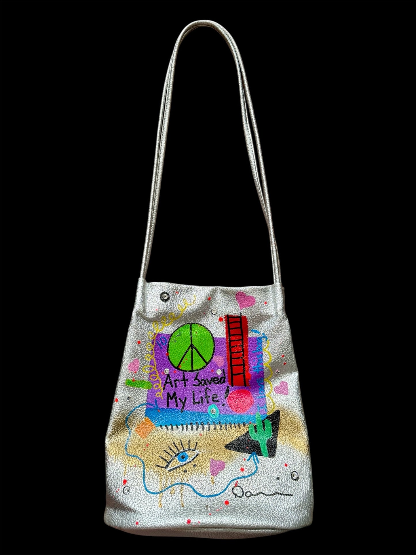 SilverMuse - Silver Leather Shoulder Bag by Dani Wilson (10"x13")