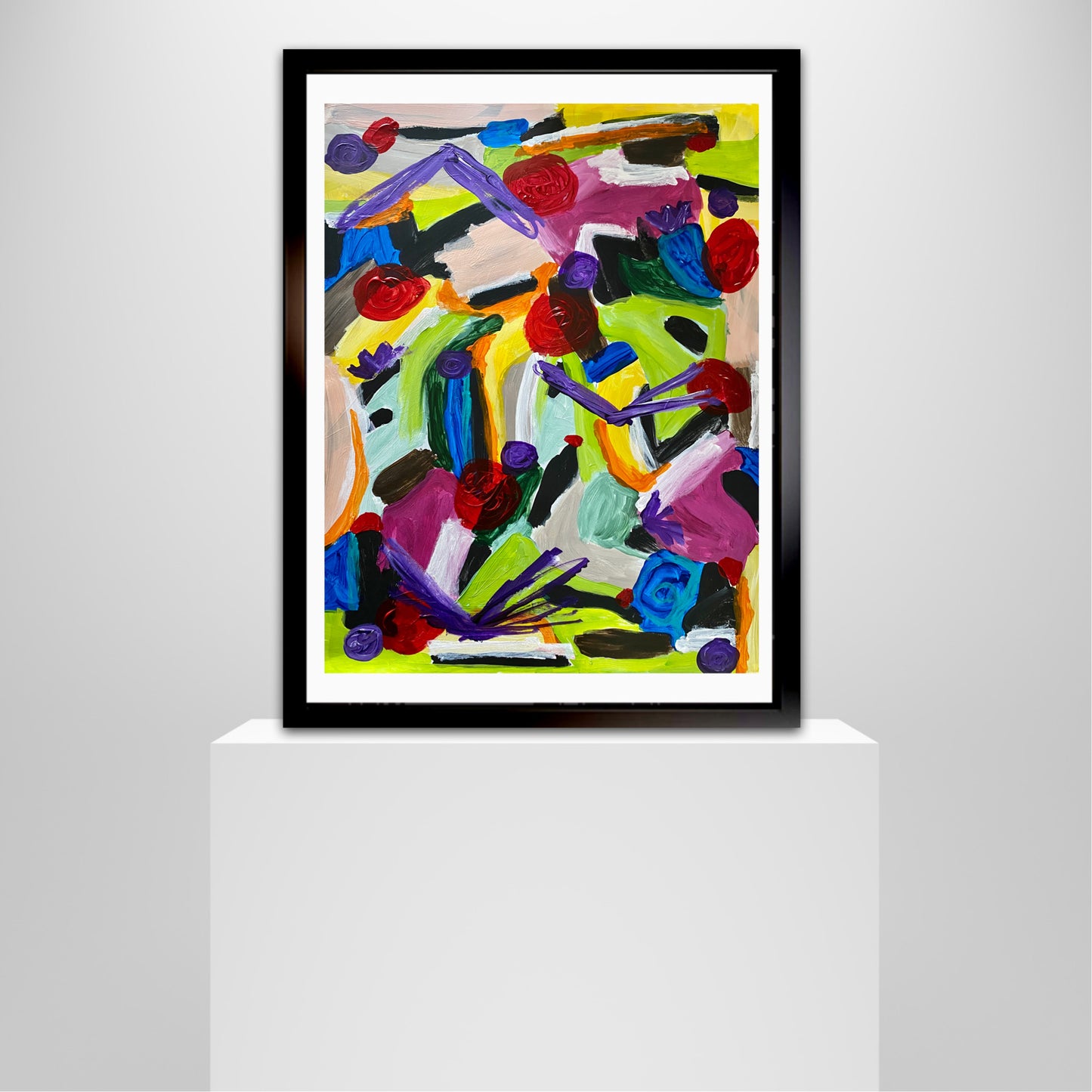 Springtime (11x14) - Abstract mixed media Yasutomo mineral paper painting