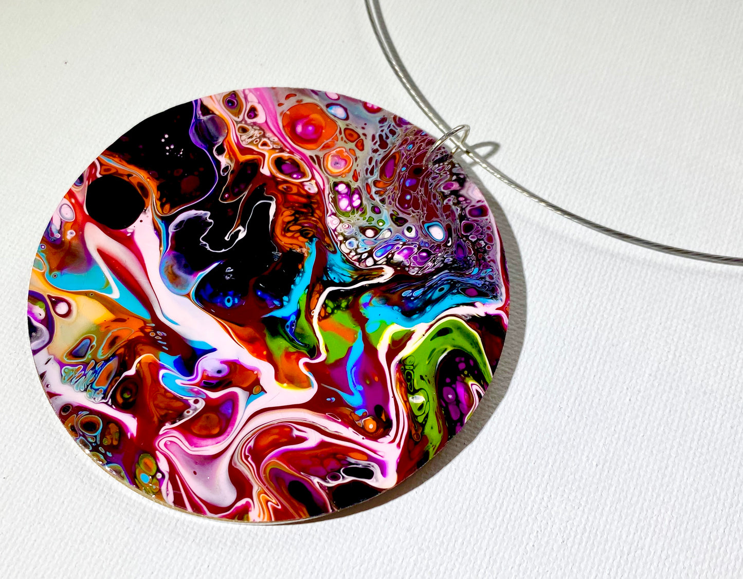 3-Featured - Swirlicious -Wearable Art Statement Necklace - 3" Pendant and 18" chain
