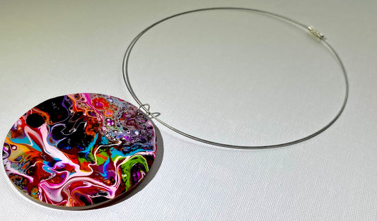 4-Featured - Swirlicious -Wearable Art Statement Necklace - 3" Pendant and 18" chain