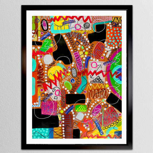 1-Featured - Unruly Happiness (22x30) - Original Abstract Painting Mixed Media On Yasutomo Art Mineral Paper by Dani Wilson