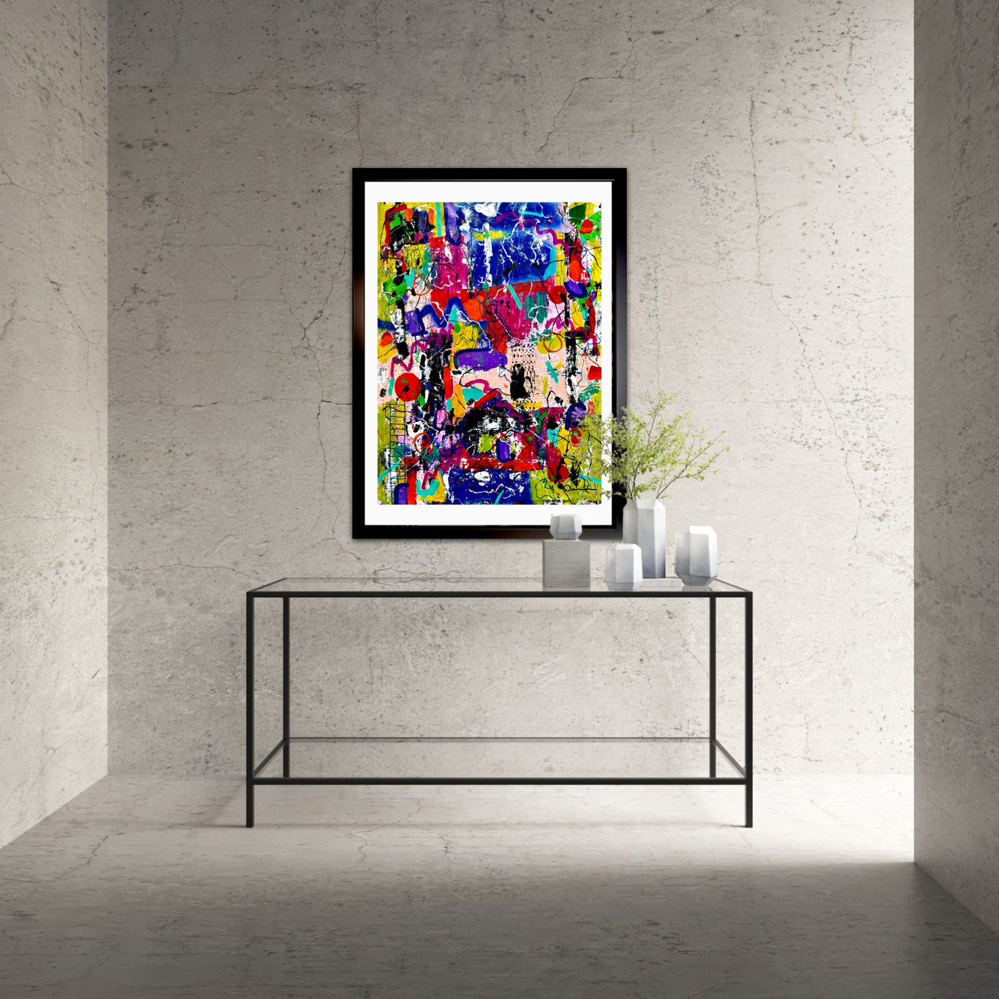 Vibrant Abstract Euphoria (22x30) Original mixed media on fine art paper