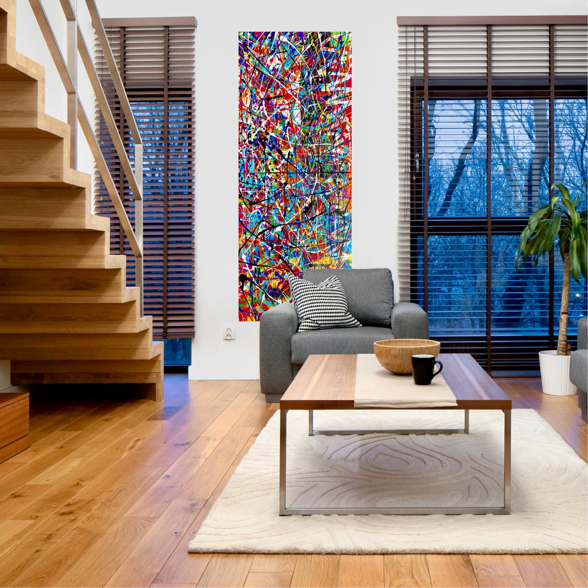We Belong Together (16x40) - Abstract mixed media diptych canvas paintings