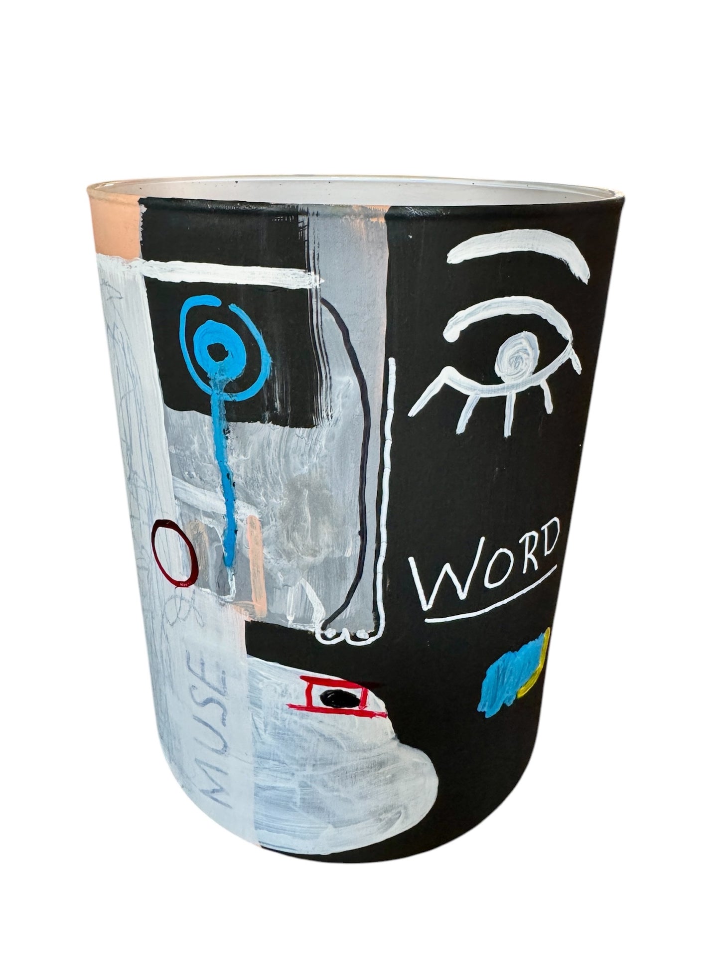 Hand-Painted Large Glass Abstract Vase (Size:8"x6")