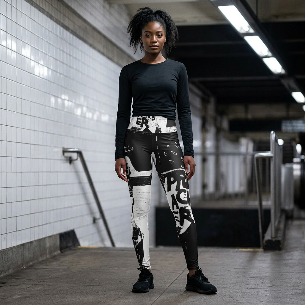 High Waisted Graffiti Yoga Leggings (AOP)