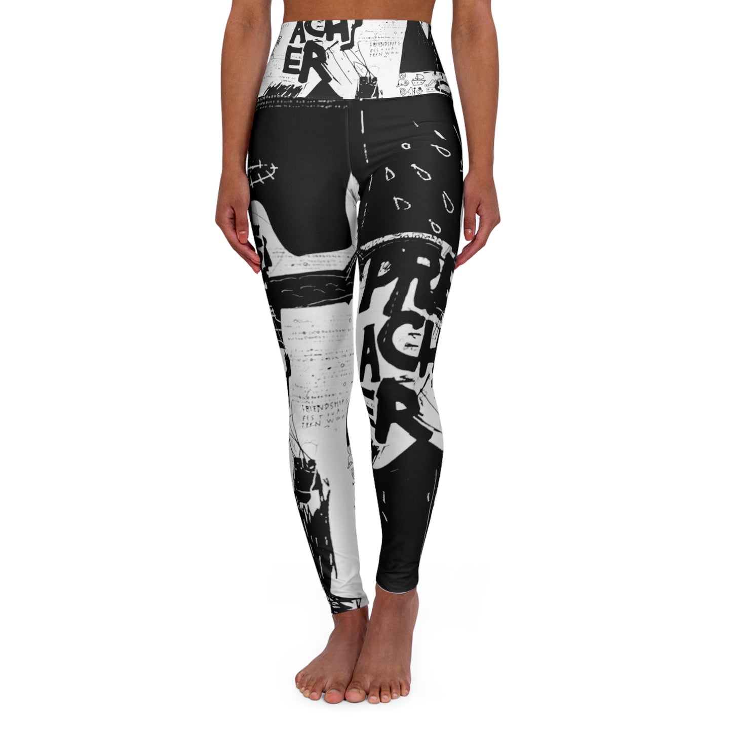 High Waisted Graffiti Yoga Leggings (AOP)