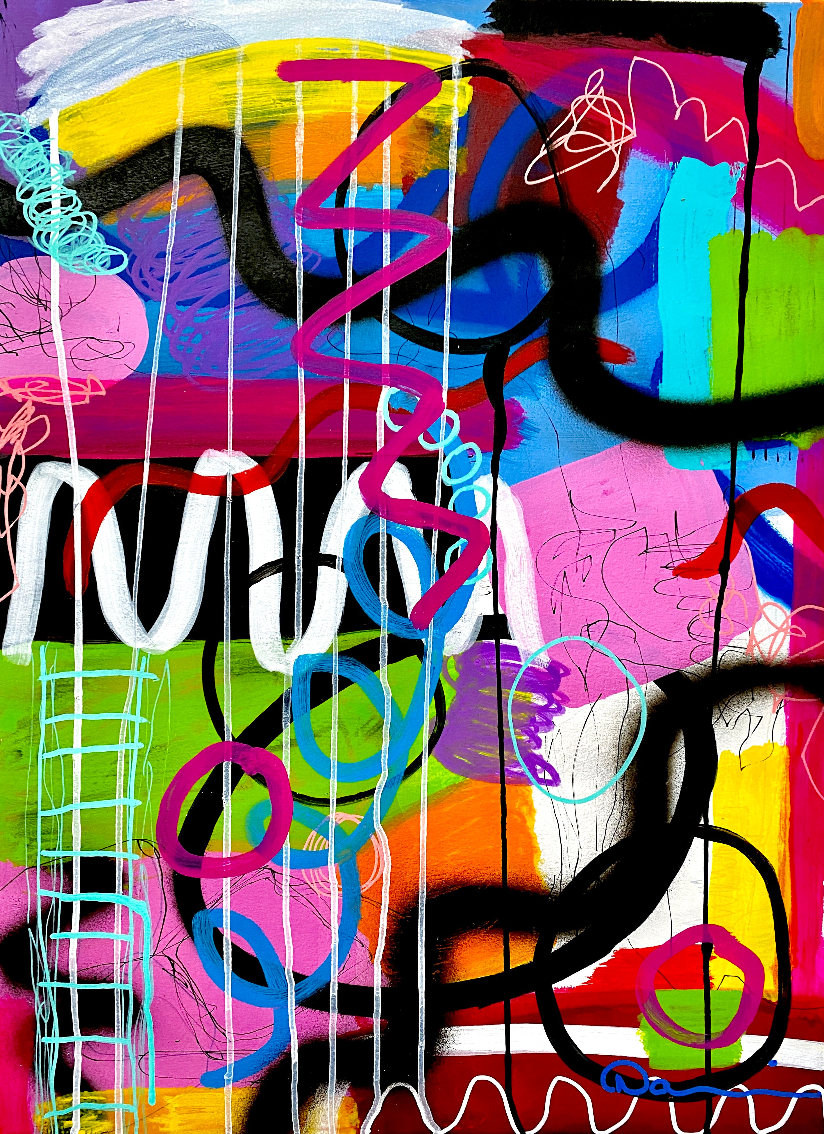 Abstract Graffiti 3 (18x24) -Abstract mixed media watercolor paper pai ...