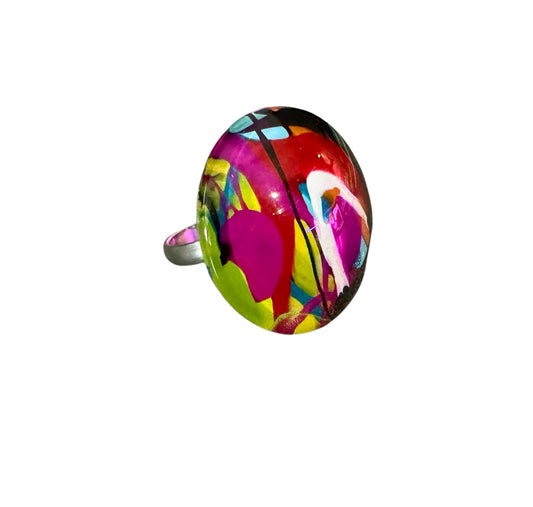 Wearable Art Adjustable Hand Painted Ring