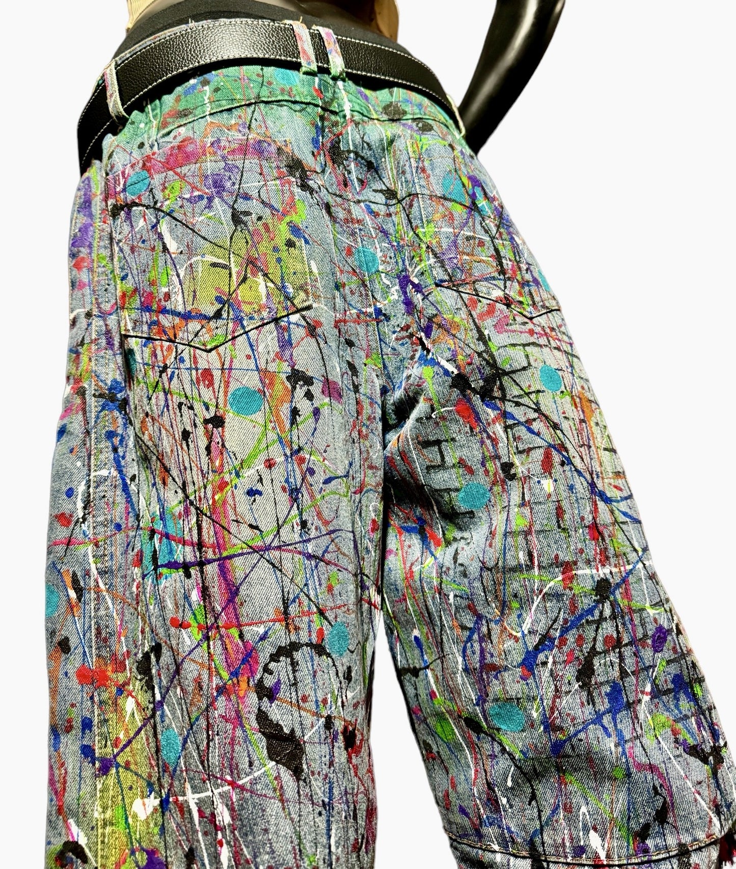 Wearable Art - Hand Painted Barrel Jeans For Women (Size 8)